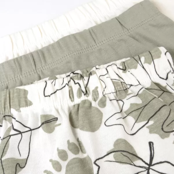 HonestBaby 3Pack Footed Pants Roomy Fit Pull on Bottoms 100 Organic Cotton for Infant Baby Boys Girls UnisexPaw Leaves