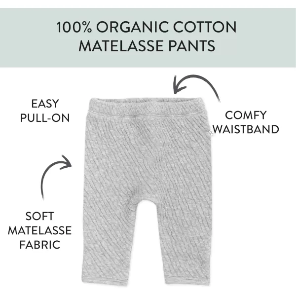 HonestBaby Matelasse Harem Pants Cozy Roomy Fit Pull on Bottoms 100 Organic Cotton for Infant Baby Boys Girls UnisexLight Gray Heather