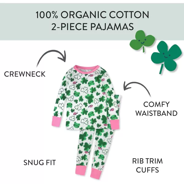 HonestBaby Multipack 2Piece Pajamas Sleepwear Pjs 100 Organic Cotton for Infant Baby and Toddler GirlsSt Pats Girl