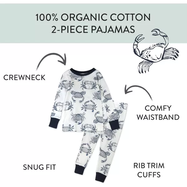 HonestBaby boys Multipack 2piece Pajamas Sleepwear Pjs 100 Organic Cotton for Infant Baby and Toddler Boys UnisexCrabs