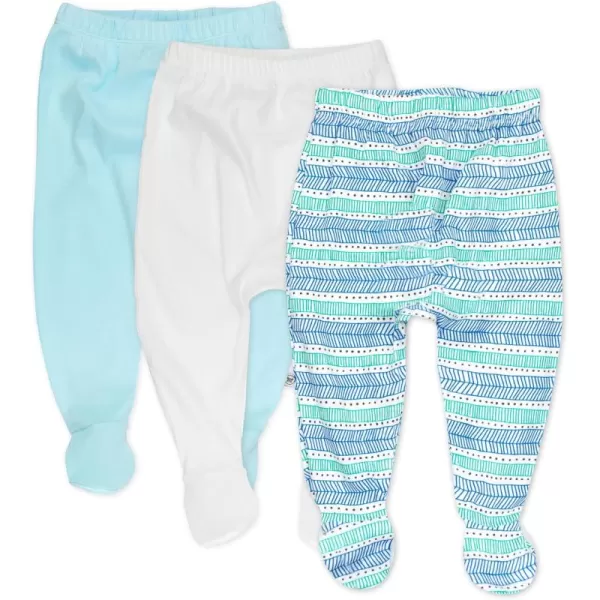 HonestBaby 3Pack Footed Pants Roomy Fit Pull on Bottoms 100 Organic Cotton for Infant Baby Boys Girls UnisexDots  Dashes