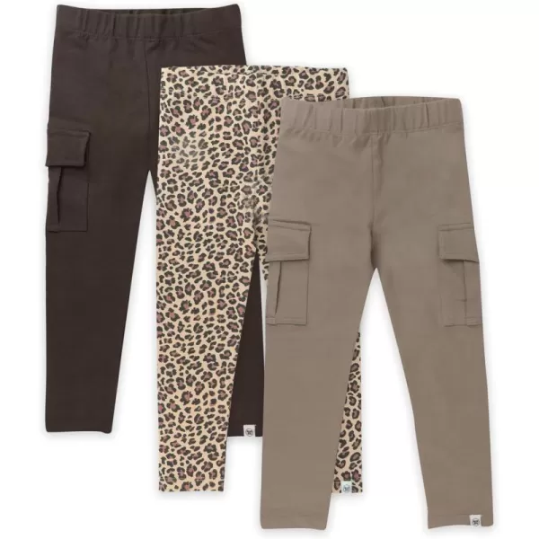 HonestBaby Multipack Leggings Skinny Flare and Cargo Pants Organic Cotton for Infant Baby Girls Toddlers Little Kids3pack Cheetah