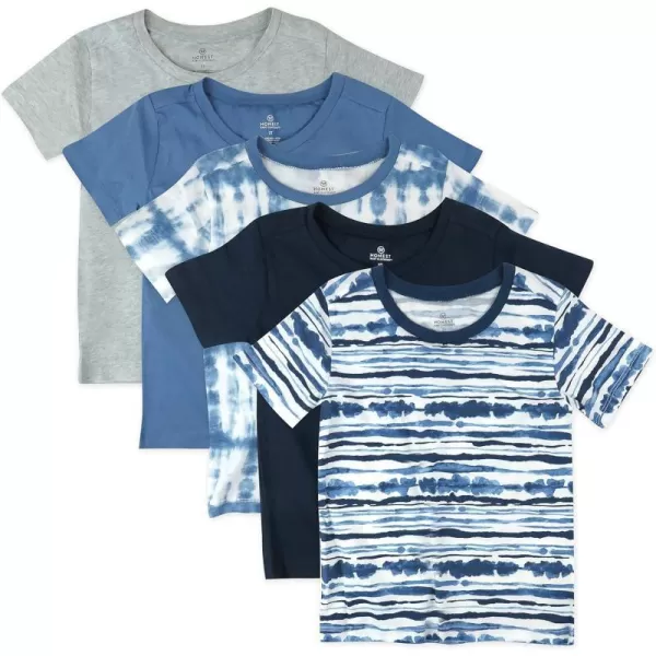HonestBaby Multipack Short Sleeve TShirt Tee 100 Organic Cotton Infant Baby Toddler Little Kids Boys Girls Unisex5pack Indigo Blues