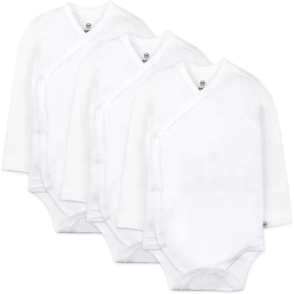 6 Pack Organic Cotton Long Sleeve Side Snap Kimono Bodysuits and Footed Pants Multi PackBright White