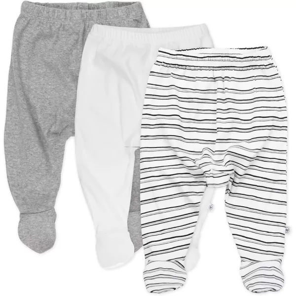 6 Pack Organic Cotton Long Sleeve Side Snap Kimono Bodysuits and Footed Pants Multi PackSketchy Stripe