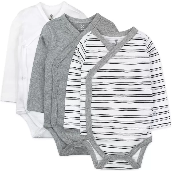 6 Pack Organic Cotton Long Sleeve Side Snap Kimono Bodysuits and Footed Pants Multi PackSketchy Stripe
