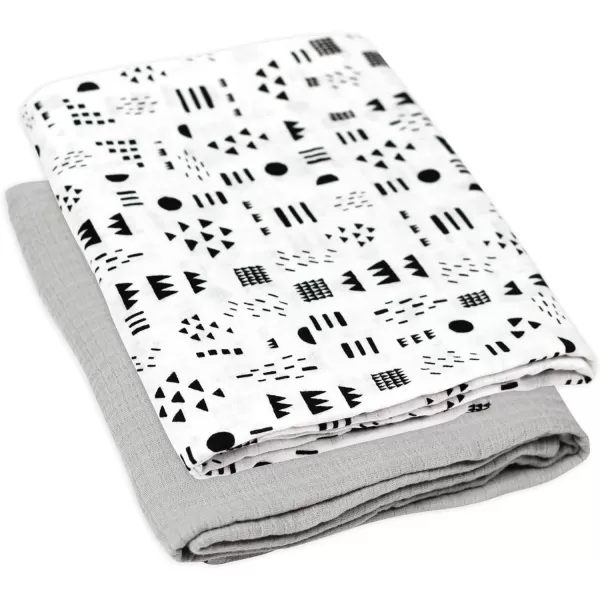 HonestBaby 2Pack Organic Cotton Swaddle Blankets Watercolor WorldNavy One Size A251B2pack Pattern PlayGray One Size
