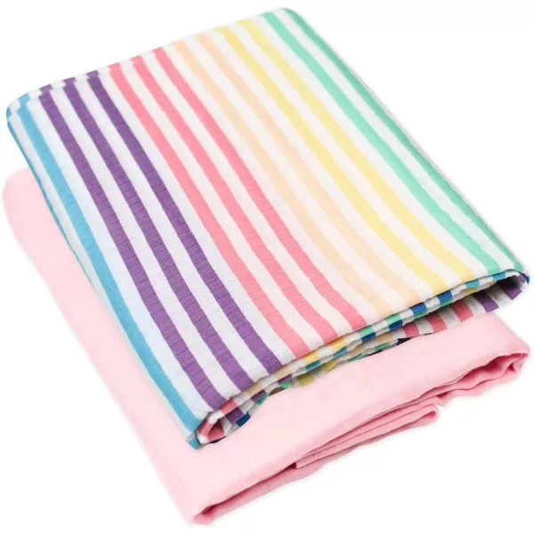 HonestBaby 2Pack Organic Cotton Swaddle Blankets Watercolor WorldNavy One Size A251B2pack Rainbow StripePink One Size