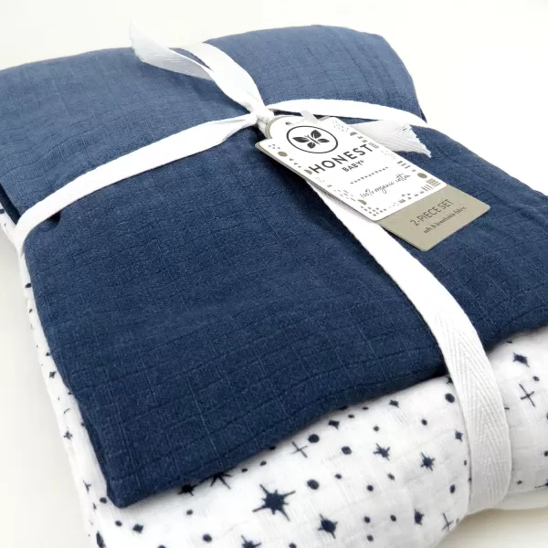HonestBaby 2Pack Organic Cotton Swaddle Blankets Watercolor WorldNavy One Size A251B2pack Twinkle Star Navy One Size