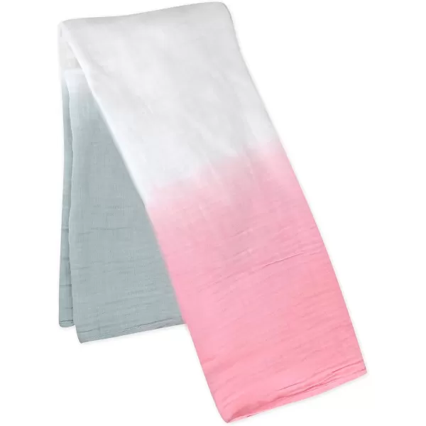 HonestBaby 2Pack Organic Cotton Swaddle Blankets Watercolor WorldNavy One Size A251BPink Gray Ombre One Size