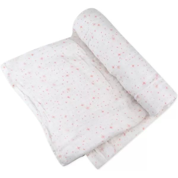 HonestBaby 2Pack Organic Cotton Swaddle Blankets Watercolor WorldNavy One Size A251BTwinkle Star Pink One Size