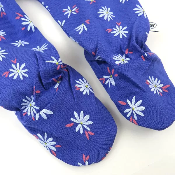 HonestBaby 3Pack Footed Pants Roomy Fit Pull on Bottoms 100 Organic Cotton for Infant Baby Boys Girls UnisexBaby Daisy Violet