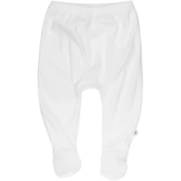 HonestBaby 3Pack Footed Pants Roomy Fit Pull on Bottoms 100 Organic Cotton for Infant Baby Boys Girls UnisexBright White
