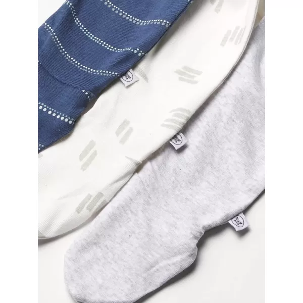 HonestBaby 3Pack Footed Pants Roomy Fit Pull on Bottoms 100 Organic Cotton for Infant Baby Boys Girls UnisexDotted Stripe Navy Blue
