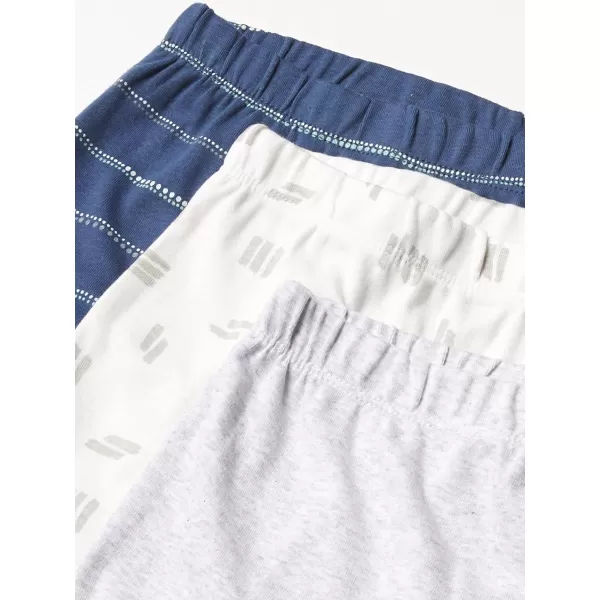 HonestBaby 3Pack Footed Pants Roomy Fit Pull on Bottoms 100 Organic Cotton for Infant Baby Boys Girls UnisexDotted Stripe Navy Blue