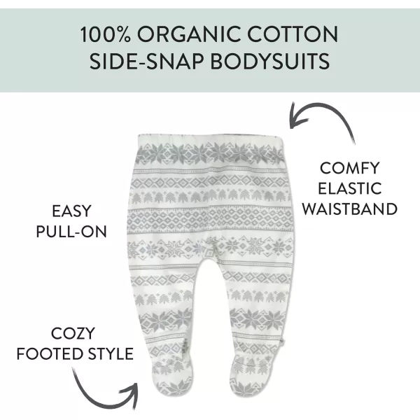 HonestBaby 3Pack Footed Pants Roomy Fit Pull on Bottoms 100 Organic Cotton for Infant Baby Boys Girls UnisexEmerald Floral