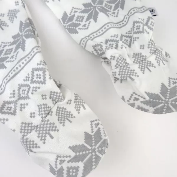 HonestBaby 3Pack Footed Pants Roomy Fit Pull on Bottoms 100 Organic Cotton for Infant Baby Boys Girls UnisexFair Isle Ivory