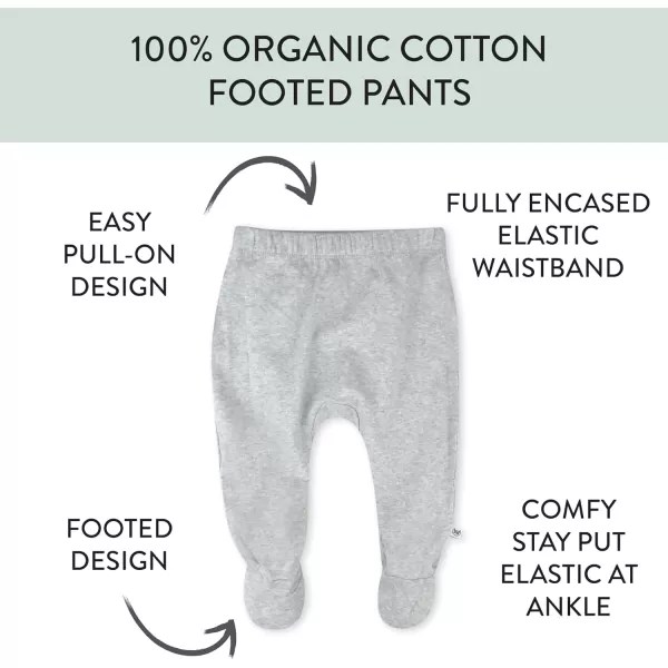 HonestBaby 3Pack Footed Pants Roomy Fit Pull on Bottoms 100 Organic Cotton for Infant Baby Boys Girls UnisexFog