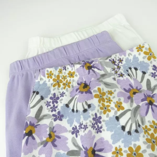 HonestBaby 3Pack Footed Pants Roomy Fit Pull on Bottoms 100 Organic Cotton for Infant Baby Boys Girls UnisexJumbo Floral Lilac
