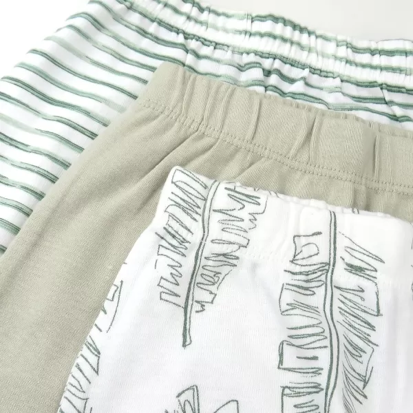 HonestBaby 3Pack Footed Pants Roomy Fit Pull on Bottoms 100 Organic Cotton for Infant Baby Boys Girls UnisexJumbo Leaf Sage