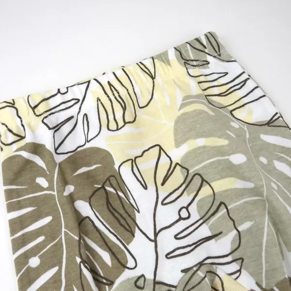 HonestBaby 3Pack Footed Pants Roomy Fit Pull on Bottoms 100 Organic Cotton for Infant Baby Boys Girls UnisexJungle Leaf Khaki
