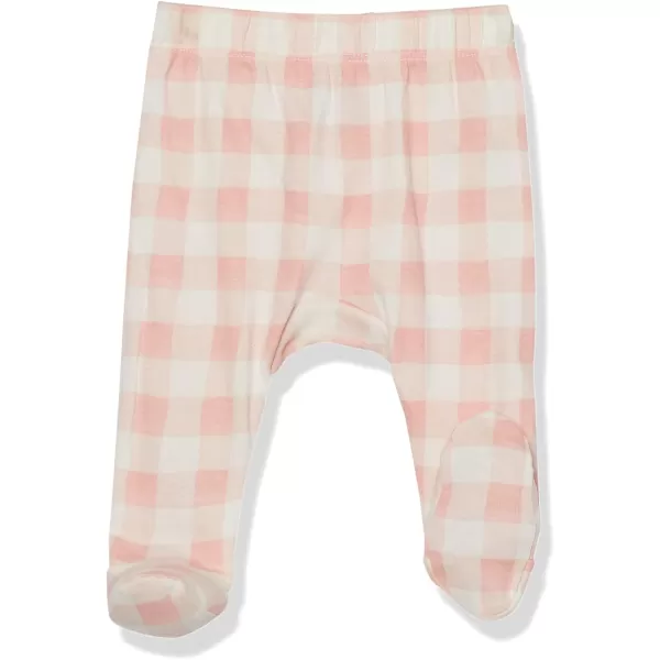 HonestBaby 3Pack Footed Pants Roomy Fit Pull on Bottoms 100 Organic Cotton for Infant Baby Boys Girls UnisexPeach Skin Painted Buffalo Check