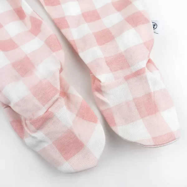 HonestBaby 3Pack Footed Pants Roomy Fit Pull on Bottoms 100 Organic Cotton for Infant Baby Boys Girls UnisexPeach Skin Painted Buffalo Check