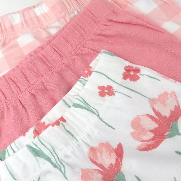HonestBaby 3Pack Footed Pants Roomy Fit Pull on Bottoms 100 Organic Cotton for Infant Baby Boys Girls UnisexStrawberry Pink Floral
