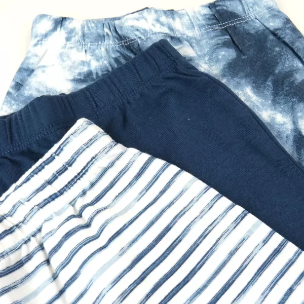 HonestBaby 3Pack Footed Pants Roomy Fit Pull on Bottoms 100 Organic Cotton for Infant Baby Boys Girls UnisexTie Dye Blues