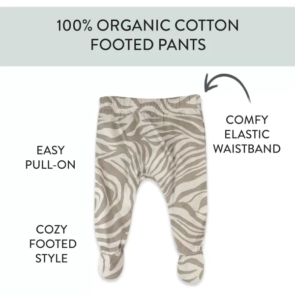 HonestBaby 3Pack Footed Pants Roomy Fit Pull on Bottoms 100 Organic Cotton for Infant Baby Boys Girls UnisexZanzibar Zebra