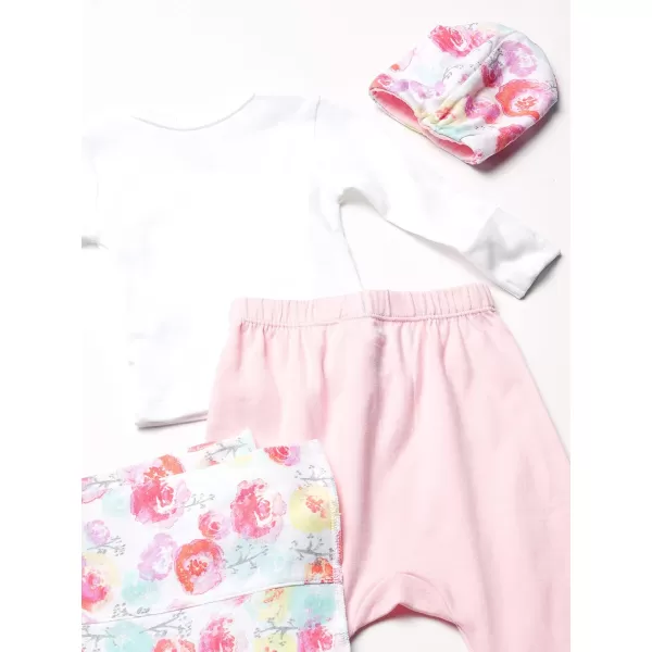 HonestBaby 4Piece Take Me Home Newborn Layette Gift Set for Infant Boys Girls Unisex Baby 100 Organic CottonRose Blossom