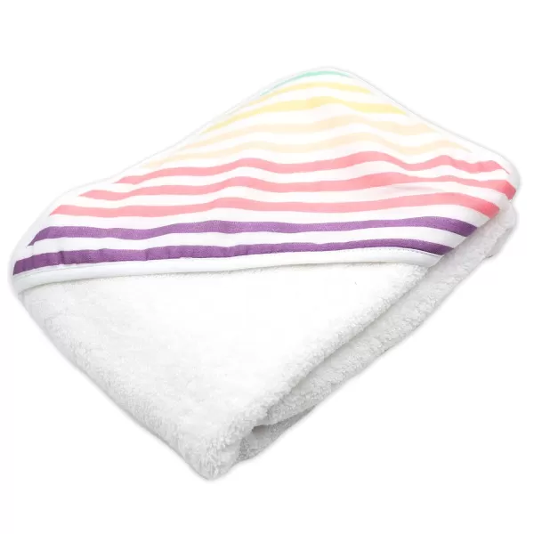 HonestBaby Baby 2Pack Organic Cotton Hooded Towels Rainbow Stripe One SizeOne Size Rainbow Stripe