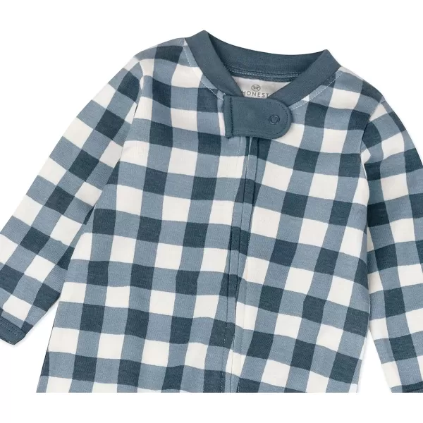 HonestBaby Footed Sleep amp Play Pajamas Organic Cotton for Infant Baby Boys LEGACY1 Painted Buffalo Navy Blue