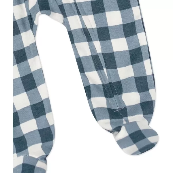 HonestBaby Footed Sleep amp Play Pajamas Organic Cotton for Infant Baby Boys LEGACY1 Painted Buffalo Navy Blue