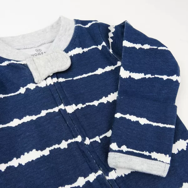 HonestBaby Footed Sleep amp Play Pajamas Organic Cotton for Infant Baby Boys LEGACY1 Shibori Stripe Navy