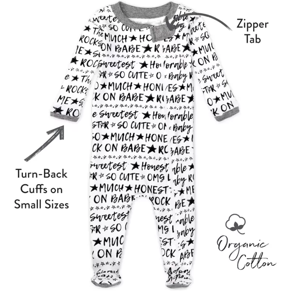 HonestBaby Footed Sleep amp Play Pajamas Organic Cotton for Infant Baby Boys LEGACY1 Words
