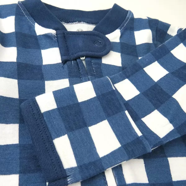 HonestBaby Footed Sleep amp Play Pajamas Organic Cotton for Infant Baby Boys LEGACY2 Navy Painted Buffalo Check