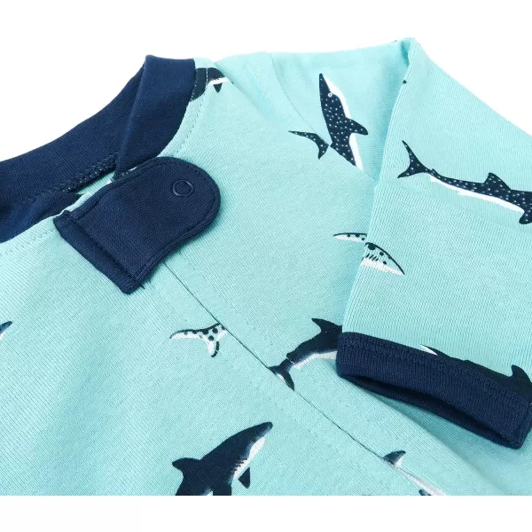 HonestBaby Footed Sleep amp Play Pajamas Organic Cotton for Infant Baby Boys LEGACY2 Sharks