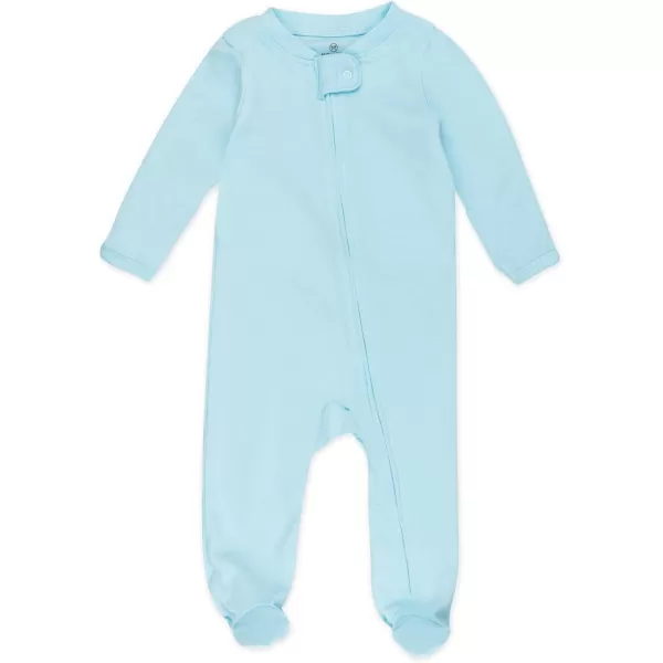 HonestBaby Footed Sleep amp Play Pajamas Organic Cotton for Infant Baby Boys LEGACY2 Watercolor WorldTeal Blue