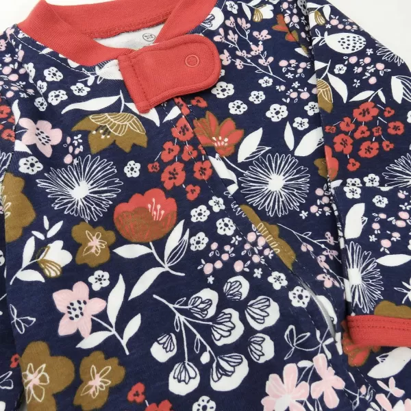 HonestBaby Footed Sleep amp Play Pajamas Organic Cotton for Infant Baby Girls LEGACY1 Copper Fields Floral Navy