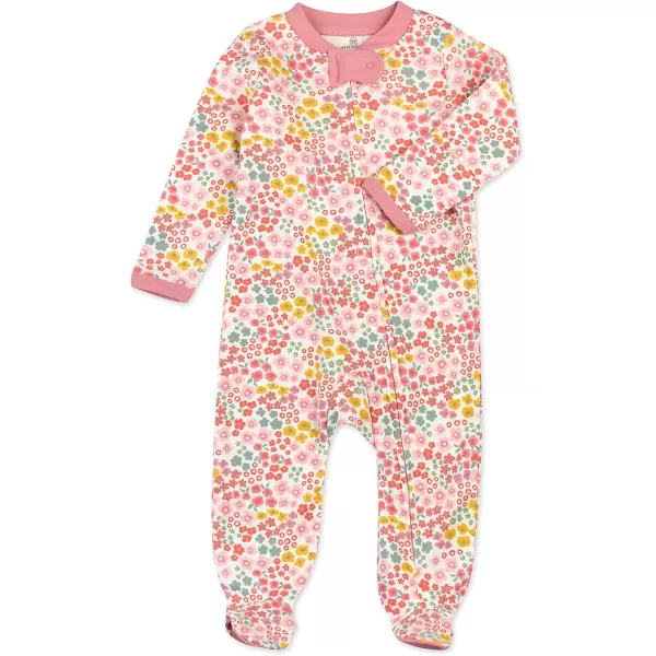 HonestBaby Footed Sleep amp Play Pajamas Organic Cotton for Infant Baby Girls LEGACY1 Meadow Floral Pink Blush