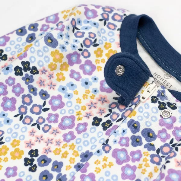 HonestBaby Footed Sleep amp Play Pajamas Organic Cotton for Infant Baby Girls LEGACY1 Meadow Floral Purple