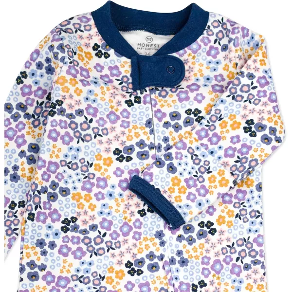 HonestBaby Footed Sleep amp Play Pajamas Organic Cotton for Infant Baby Girls LEGACY1 Meadow Floral Purple