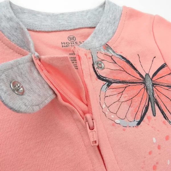 HonestBaby Footed Sleep amp Play Pajamas Organic Cotton for Infant Baby Girls LEGACY1 Monarch Butterfly