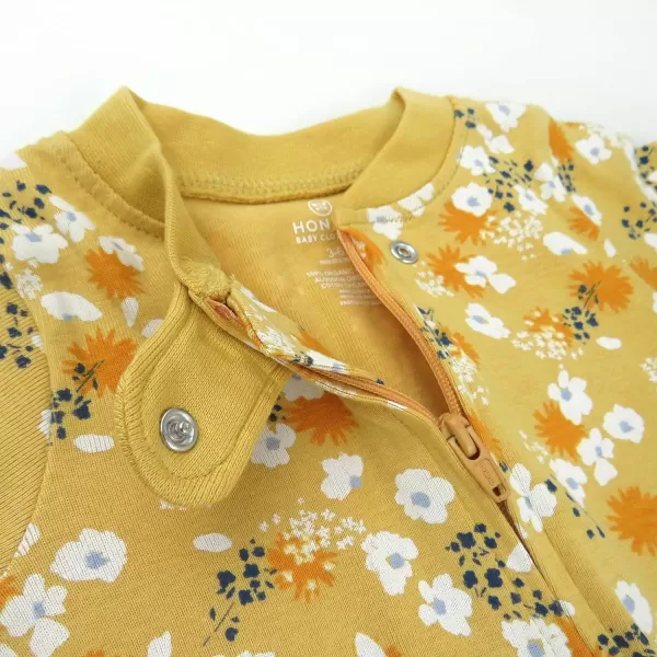 HonestBaby Footed Sleep amp Play Pajamas Organic Cotton for Infant Baby Girls LEGACY1 Painterly Ditsy Honey