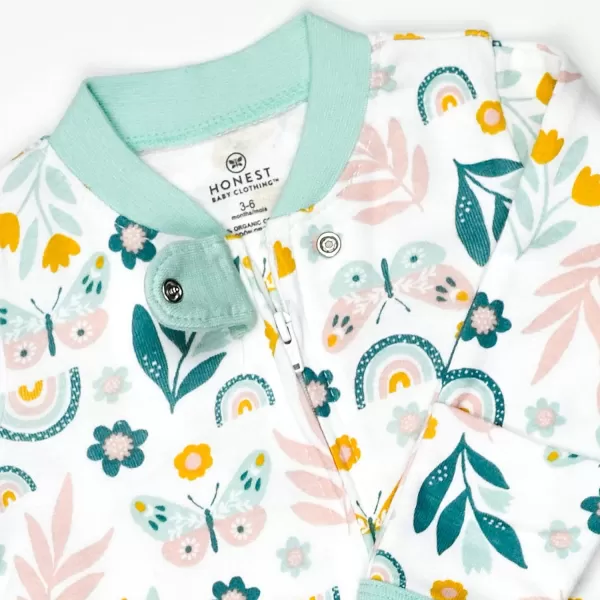 HonestBaby Footed Sleep amp Play Pajamas Organic Cotton for Infant Baby Girls LEGACY2 Butterfly Garden