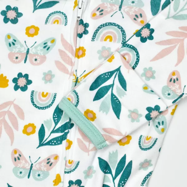 HonestBaby Footed Sleep amp Play Pajamas Organic Cotton for Infant Baby Girls LEGACY2 Butterfly Garden