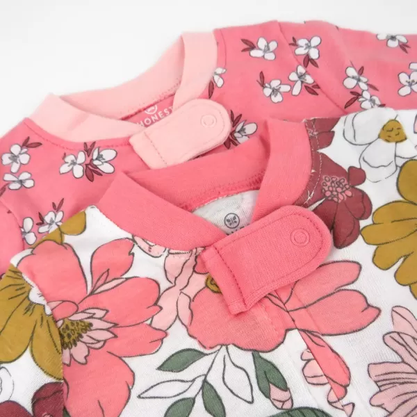 HonestBaby Footed Sleep amp Play Pajamas Organic Cotton for Infant Baby Girls LEGACY2 Color Me Happy
