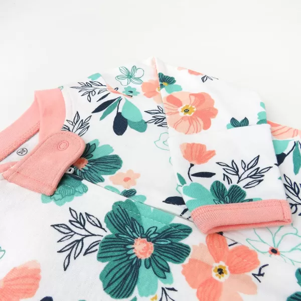 HonestBaby Footed Sleep amp Play Pajamas Organic Cotton for Infant Baby Girls LEGACY2 Dreamy Floral Aqua Blue