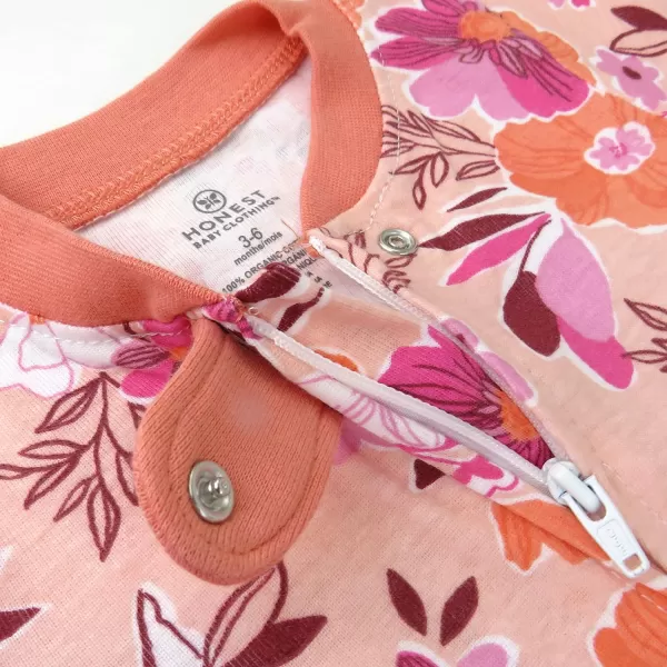 HonestBaby Footed Sleep amp Play Pajamas Organic Cotton for Infant Baby Girls LEGACY2 Dreamy Floral Pink Peach
